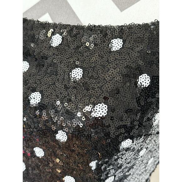 Honey Punch Sequins Mini Dress Sm Black White Polka Dots Backless HOCO Party - Picture 2 of 6